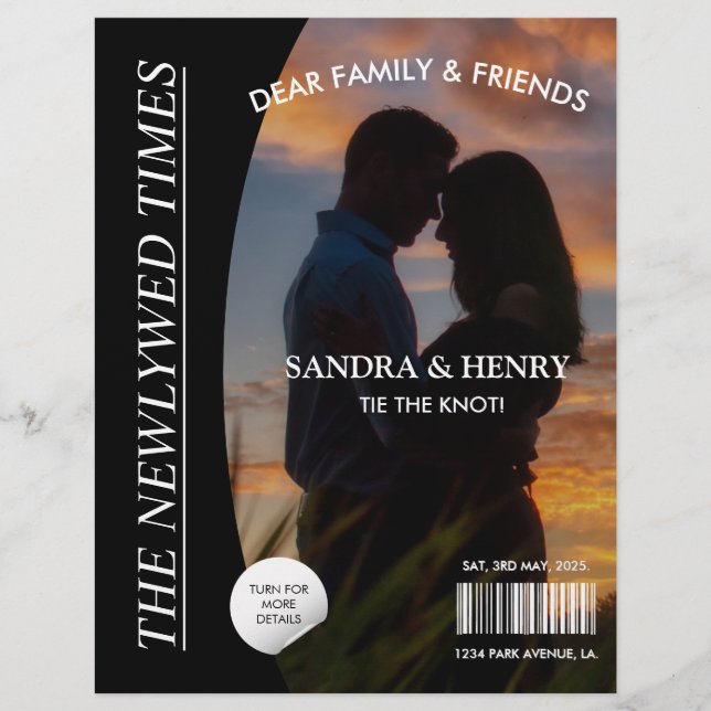 Flyer Fatos Divertidos do Programa de Casamento de Jorna (Frente)