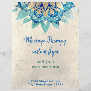 Flyer FAUX: folha de ouro flor de lótus azul