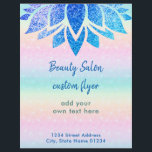 Flyer faux glitter blue lotus flower<br><div class="desc">please note this is a printed product with NO REAL glitter</div>