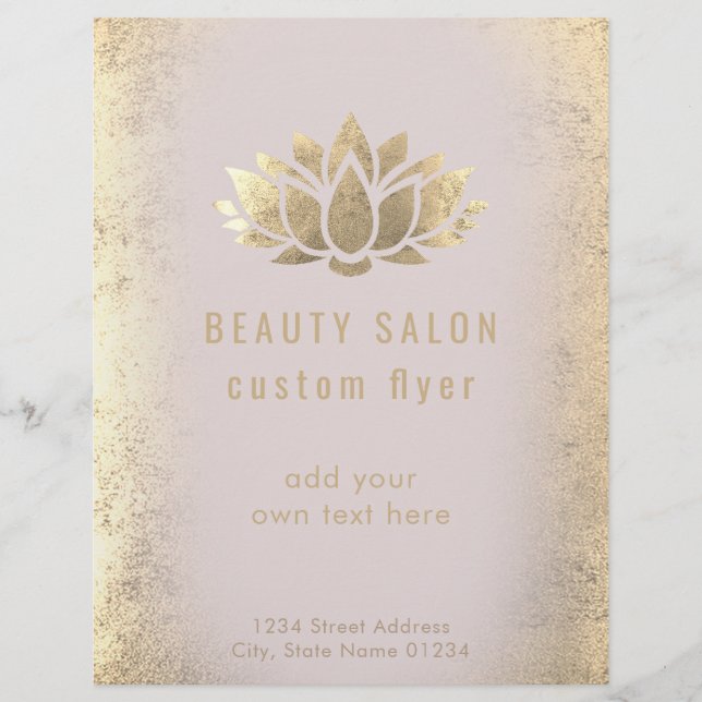 Flyer FAUX gold foil lotus florice salon (Frente)