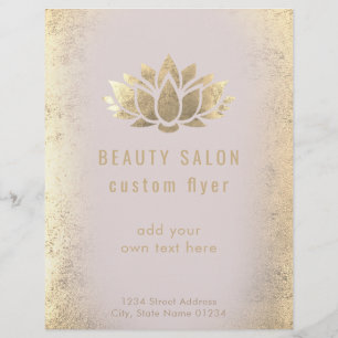Flyer FAUX gold foil lotus flower beausalon