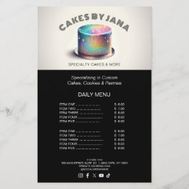 Flyer Faux Holographic Rainbow Glitter Bakery Bakery
