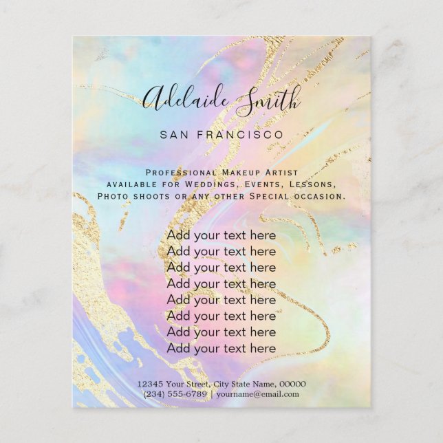 Flyer Faux iridescent pattern and faux gold foil (Frente)