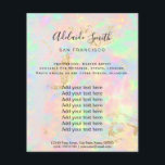 Flyer faux iridescente design de foto opal faux<br><div class="desc">folheto de maquiagem profissional do salão de beleza</div>