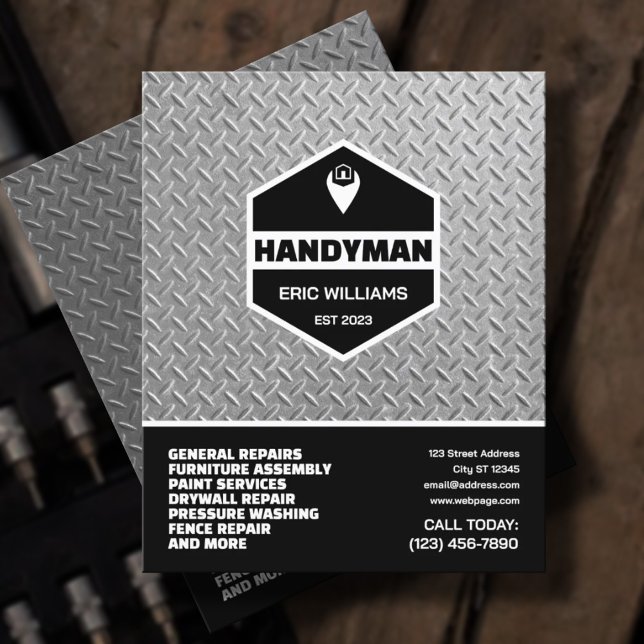 Flyer Faux stamped metal texture handyman (Criador carregado)