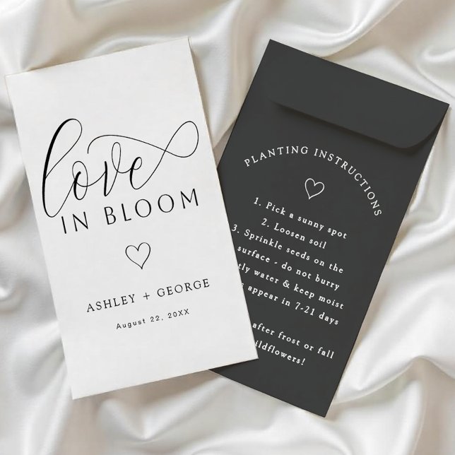 Flyer Favorito do Pacote de Sementes DIY | Flor Preto e  (Black and White DIY Favor)