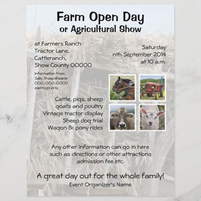 Flyer Fazenda de dia aberto ou feira agrícola (Frente)