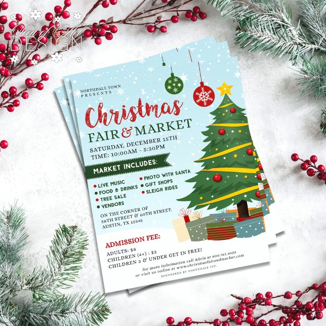 Flyer Feira de Natal e Evento de Férias do Mercado (Criador carregado)