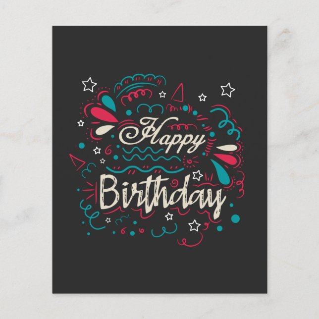 Flyer feliz aniversário decorativo (Frente)