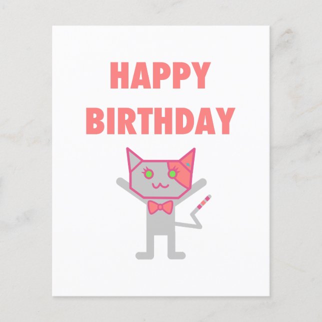 Flyer Feliz Gatinho de aniversário (Frente)