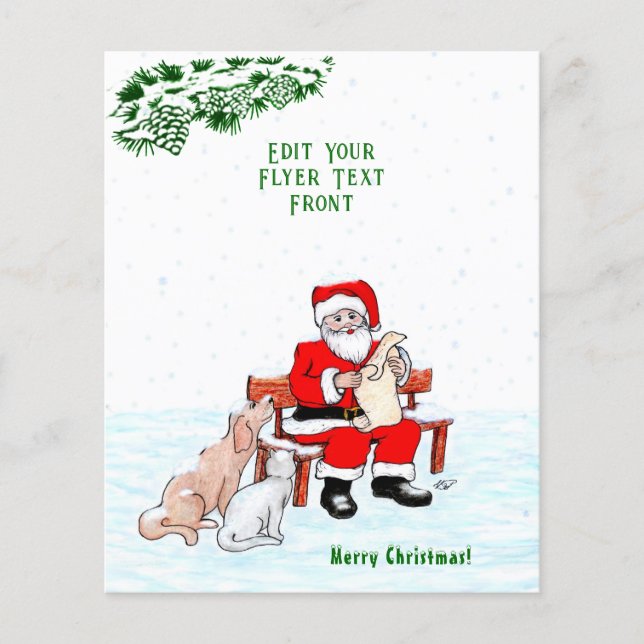 Flyer Feliz Natal! Papai Noel com Gato e Cão (Frente)