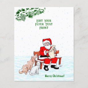 Flyer Feliz Natal! Papai Noel com Gato e Cão