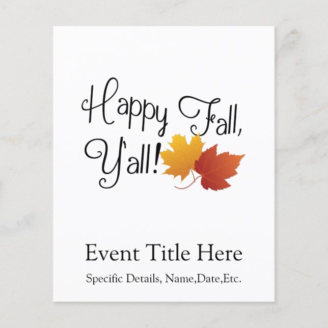 Flyer Feliz Queda Ya'll É a Colheita do Outono Não-Hallo (Frente)