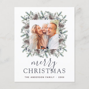 Flyer Feriado de Foto Azul com Feliz Natal