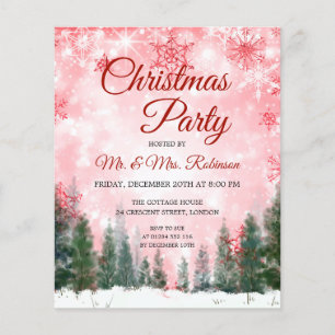 Flyer Feriado de Natal Red Winter Wonderland INVITE