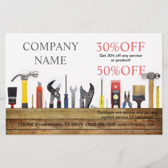 Flyer Ferramentas de Renovação Construção de Carpintaria (Frente)