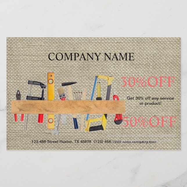 Flyer Ferramentas de Renovação Construção de Carpintaria (Frente)