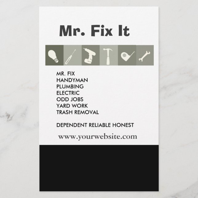 Flyer Ferramentas masculinas. Cinza de Ferramentas de Re (Frente)