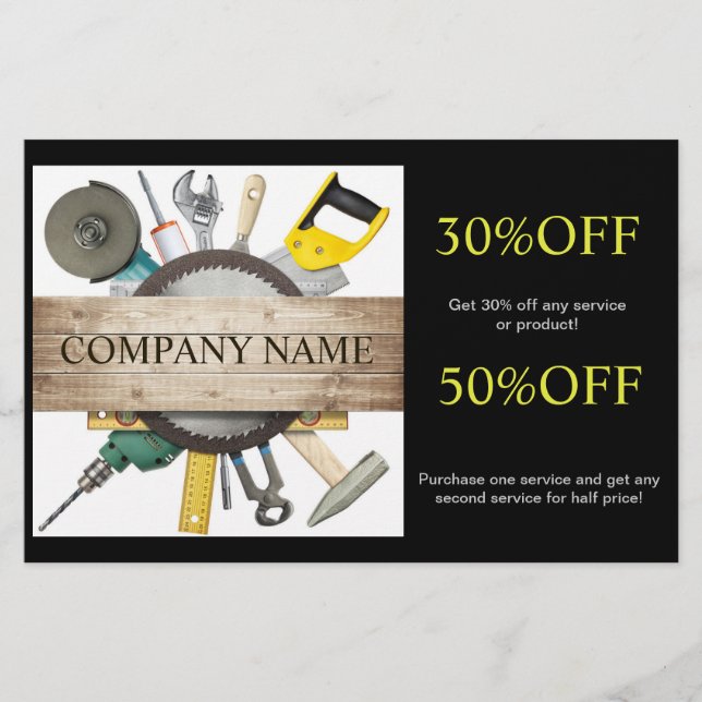 Flyer Ferramentas Mecânicas Construção de Carpintaria de (Frente)