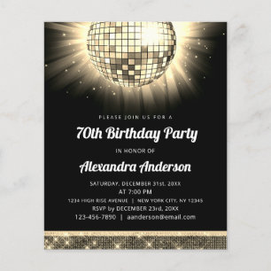 Flyer Festa de aniversário de 70 Dourada do orçamento 19
