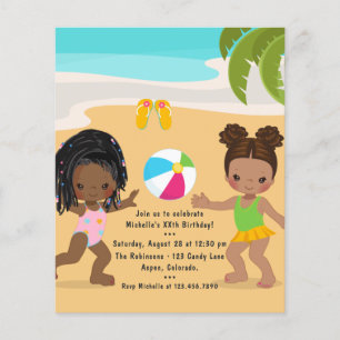Flyer Festa de Aniversário de Menina no Verão na Praia