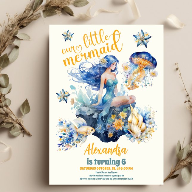 Flyer Festa de aniversário de Sereia Mágica de Orçamento (Criador carregado)