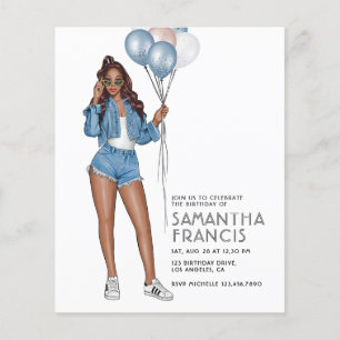 Flyer Festa de aniversário temática de jeans dos EUA par