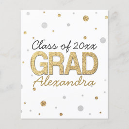 Flyer Festa de formatura de Confetti Glitter Folha de Ou