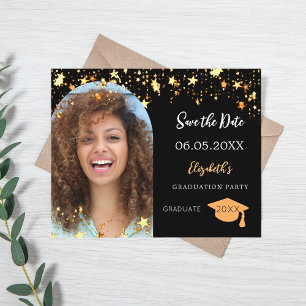 Flyer Festa de formatura de foto preta Salve o orçamento