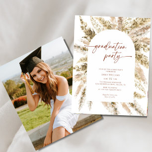 Flyer Festa de formatura Floral Boho Pampas Grass