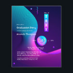 Flyer Festa de Formatura Geometric Glow<br><div class="desc">Convite de festa de formatura moderno com acentos de azul e roxo personalizável de acordo com as suas especificações. Os envelopes não estão incluídos. Para convites mais grossos com envelopes incluídos e produtos correspondentes no mesmo tema,  por favor veja a coleção abaixo.</div>