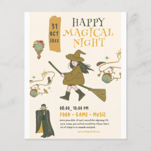 Flyer Festa de Halloween de Bruxa Vintage, Festa de Hall
