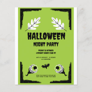 Flyer Festa de Halloween Verde e Preta, Festa de Hallowe