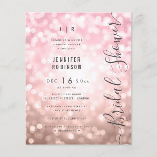 Flyer Festa de Noivado Rose Gold Glam Luzes Roteiro Mode
