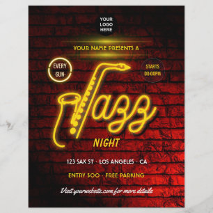 Flyer Festival de Música Jazz Neon adicionar logotipo e 