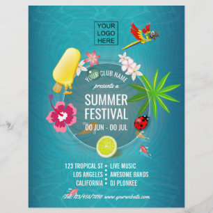 Flyer Festival de Verão do Clube personalizado adicionar
