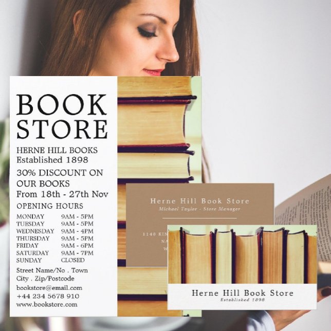 Flyer Fileira de Livros Antigos, Publicidade na Loja de  (Criador carregado)