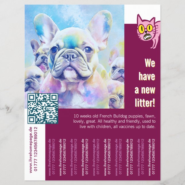 Flyer Filhote de Bulldog Francês com um toque (Frente)