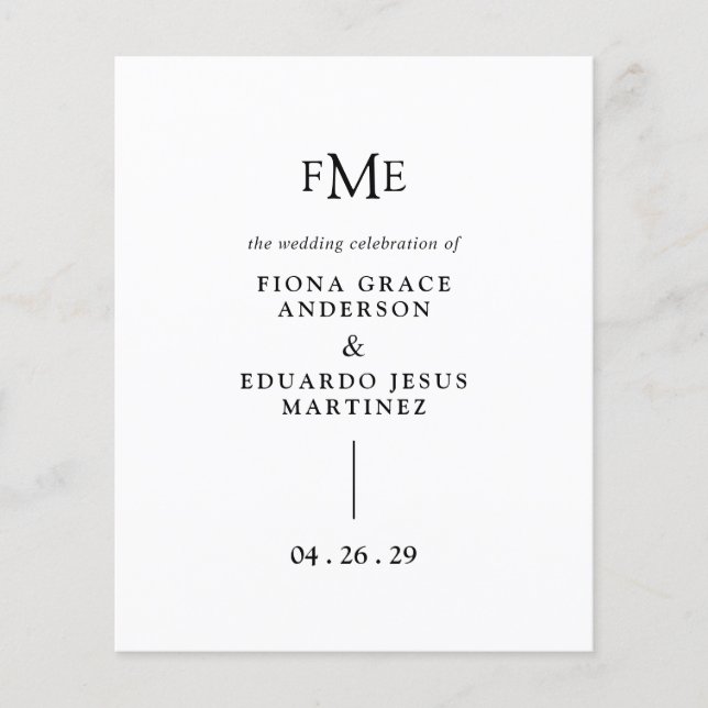 Flyer Fiona Preto e Branco Monograma Ousado Casamento Mo (Frente)