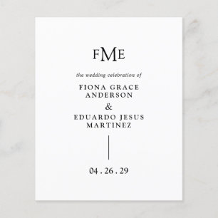 Flyer Fiona Preto e Branco Monograma Ousado Casamento Mo