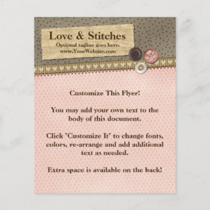 Flyer Fita e Botões Costurados Rústicos em Tecido de ani