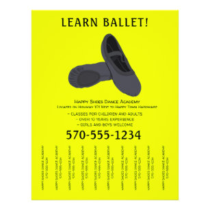 Flyer Fitas de dançarina de Balé preto e amarelo