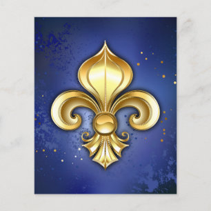 Flyer Fleur de Lis Dourada em Azul
