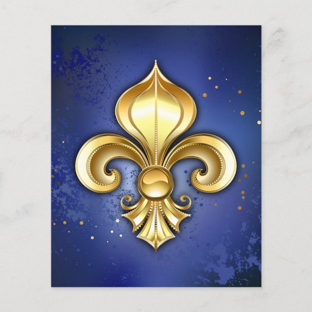 Flyer Fleur de Lis Dourada em Azul (Frente)