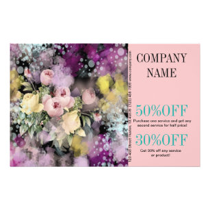 Flyer Flor compro Florist aquarela cor-de-rosa floral