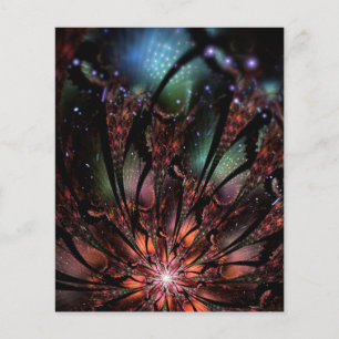 Flyer Flor de fantasia fractal, suave e tenra, invita