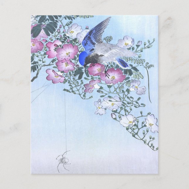 Flyer Flor Impressão Pássaro Aranha Azul | Amantes de Ar (Frente)