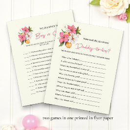 Flyer Floral Boy Girl Old Wives Tales Baby Shower Games