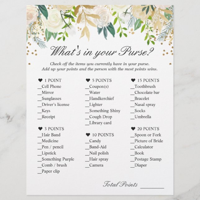 Flyer Floral Branco Verde Dourado O que há no seu jogo d (Frente)