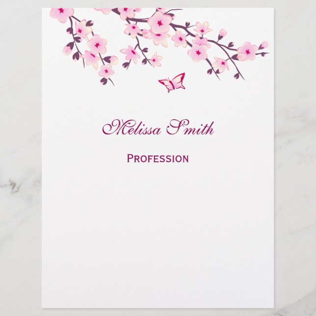 Flyer Floral Cherry Blossomo Branco Rosa (Frente)